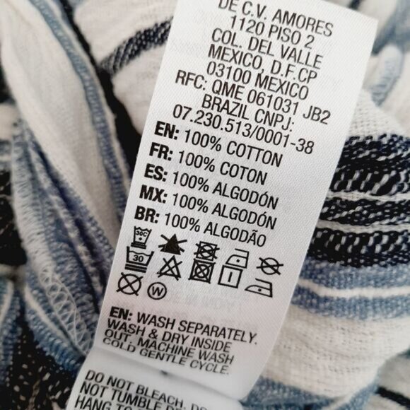 ROXY Anthem 100% Cotton Off-Shoulder Romper Blue Stripe Pattern Sz M - Picture 11 of 13